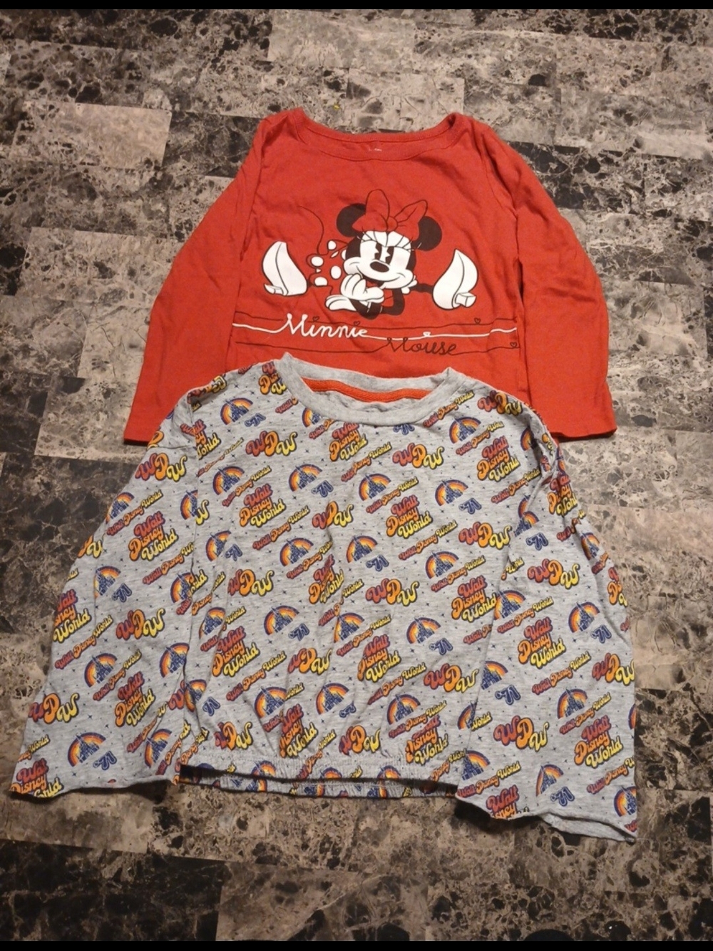 Disney Red Minnie Mouse Long Sleeve Tee & Gray Graphic Top - 2-Pack